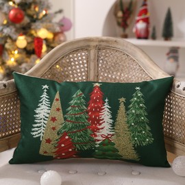 DFXSZ Christmas Pillow Covers 12x20 Inch Christmas Tree Decorative Green Throw Pillows Winter Christmas Decor for Home Couch TH-50B120