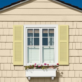 Glidden Exterior Paint + Primer: Yellow Exterior Paint /Subtle Sunshine, One Coat, Satin, 1 Gallon
