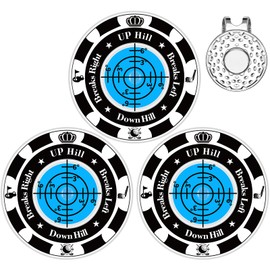 Lousrnman Green Reader, 3 Pcs Golf Ball Marker for Putting Green with Magnetic Hat Clip, Golf Accessories Putt Aid Tool with High Precision Horizontal Bubble, Gift for Men Women (Black Blue)