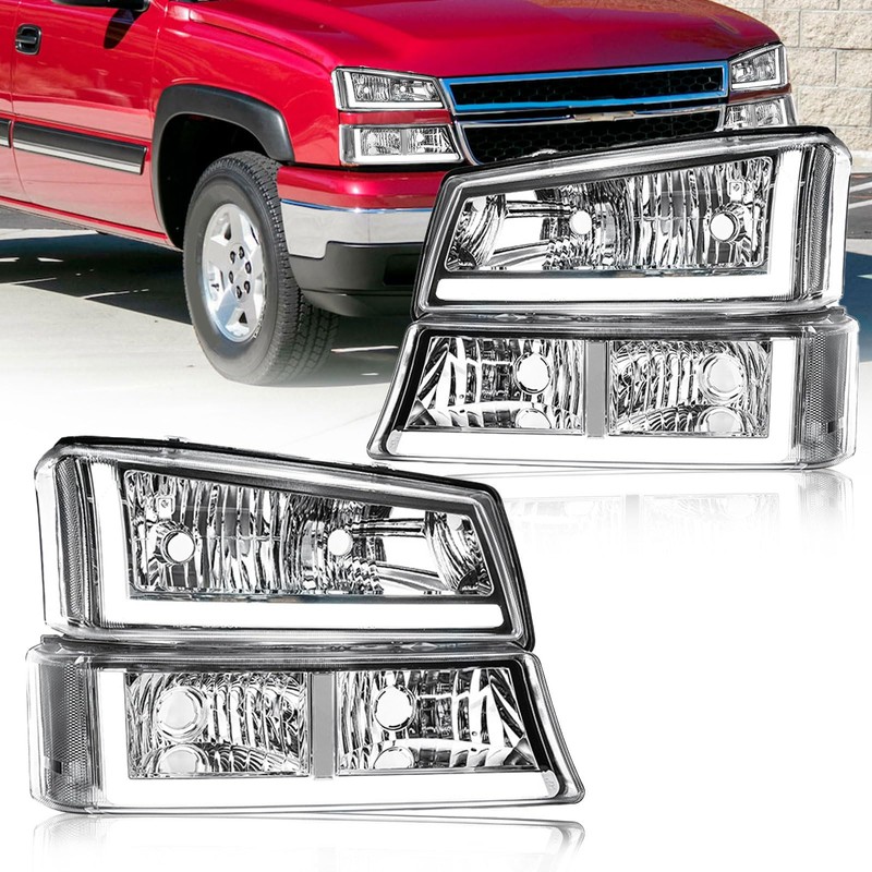 DimFlux LED DRL Headlight Compatible with 2003-2006 Chevy Silverado/ 2003-2006