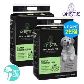 휘슬 [강아지용][총100매] 휘슬 리얼 블랙 배변패드 50매*2개 (소형 40x50cm) [For Dogs][Total 100 Sheets] Whistle Real Black Dog Training Pads 50 Sheets*2 Packs (Small 40x50cm)