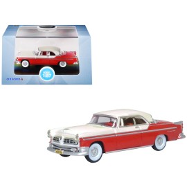 DCD 1955 Chrysler New Yorker Deluxe St. Regis Tango Red and Platinum Metallic 1/87 (HO) Scale Diecast Model Car by Oxford
