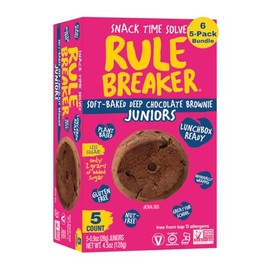 Rule Breaker Soft-Baked Chocolate Brownie Juniors | 6 5-Count Box Bundle | Gluten-Free, Nut-Free, Plant-Based, Top 11 Allergen-Free