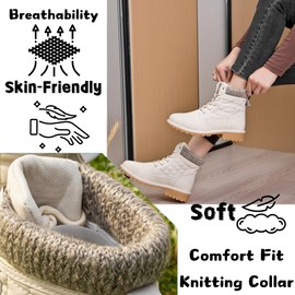 sofysofy Women Work Hiking Boot - Hike Ankle Outdoor Non Slip Construction Lightweight Waterproof Comfortable Black White