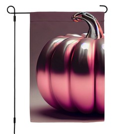 CafePress Shiny Pink Pumpkin Garden Flag 12"x18" One Sided Garden Decoration Flag w/Stake