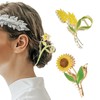 Yonchic 3-Piece Floral Metal Hair Clips, Tulip Orchids Sunflower Hair