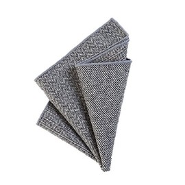 DonDon Men's Pocket Square Handkerchief 23 x 23 cm Cotton Tweed Look Checked, Grey Checked