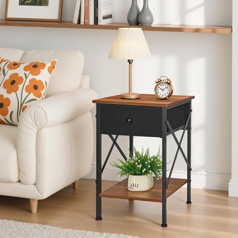 VECELO Nightstand Set of 2, X-Design End Side Table with