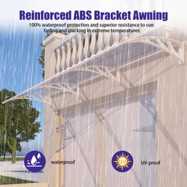 Awning for Door Entrance with Drainage, 40x60 Inch Awnings for Patio, Durable Polycarbonate Window Awnings Exterior, UV Rain Snow Protection Canopy for House, Porch, Patio, Deck