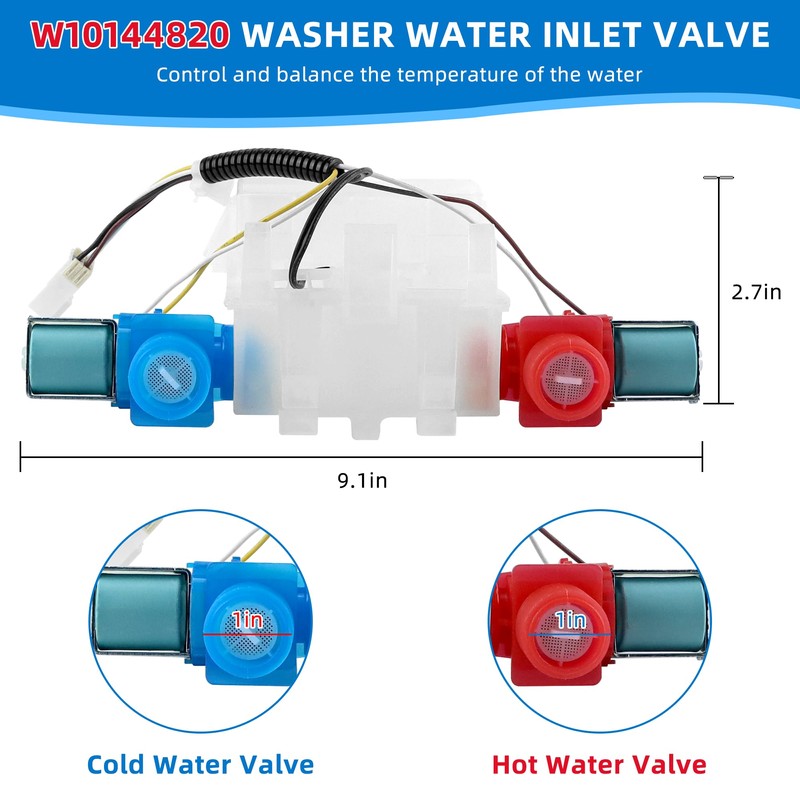 Upgraded W10144820 Washer Water Inlet Valve Compatible with Whirlp-ool Ken-more