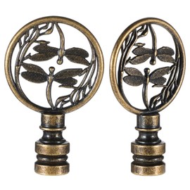 2 Packs Small Lamp Shades Decoration, Brass Small Lampshade Lamp Finial Cap Knob, Tiny Lampshades Finial Decorations for Bedside, Home Decorations, Dragonfly Pattern