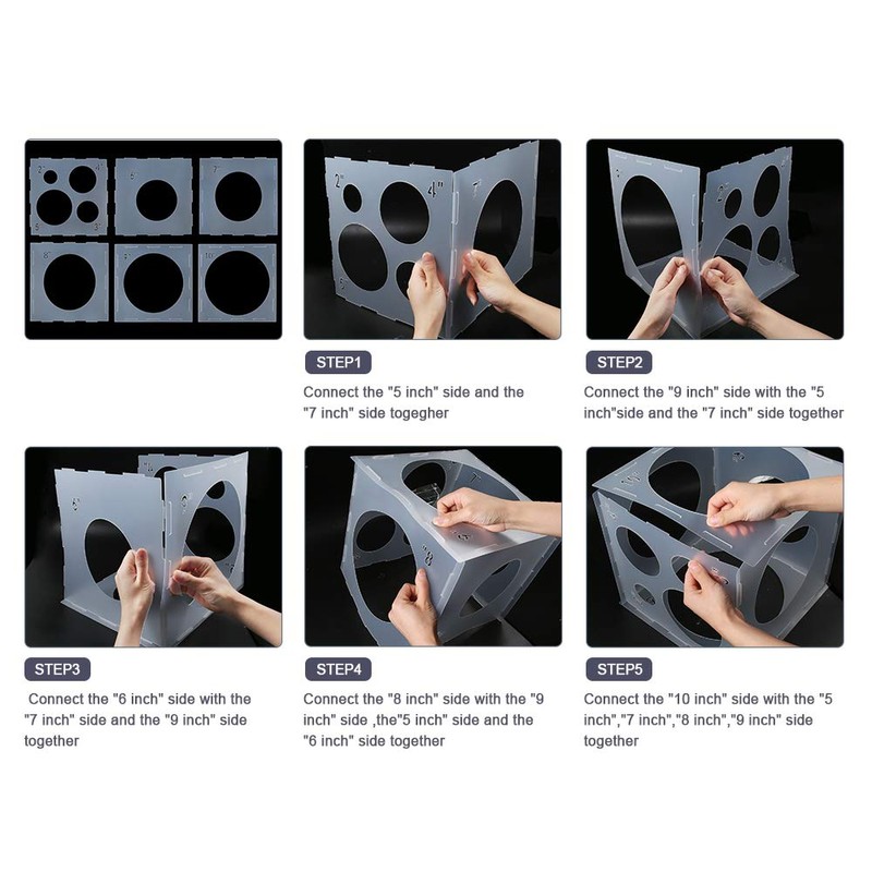 Pllieay 2-10 Inch Balloon Sizer, Collapsible Plastic Balloon Sizer Cube