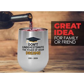 Graduation Silver Edition Wine Tumbler 12oz - Don't Underestimate BL - Occupation Degree College Alumnous Bachelor of Science in Economics