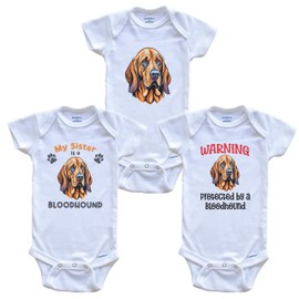 Really Awesome Shirts Sister is a Bloodhound Funny Dog Breed Baby Bodysuit Bundle (3 Piece Set), 3-6 Months White