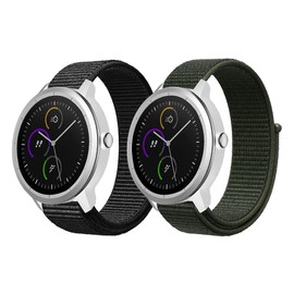 Niboow 20mm Strap for Garmin Vivoactive 6/Vivoactive 5/Vivoactive 3 music/Forerunner 165 Music, Nylon Soft Watch Band for Garmin Venu Sq 2/Venu 2 Plus/Sq 2 Music/Venu Sq/Venu Sq Music - Black + Green