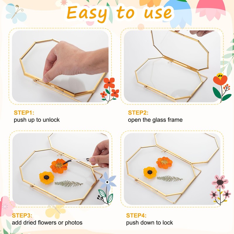 Yalikop 4 Pcs Double Glass Frame for Pressed Flowers Handmade