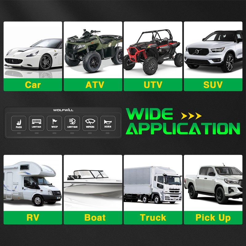 Wireless 6 Gang Switch Panel for Car, Multifunction Auxiliary Switch