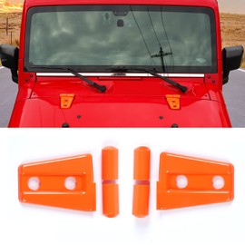 SQQP Hood Hinge Cover Trim Kit 2Pcs for 2007-2018 Jeep Wrangler JK JKU(Orange)