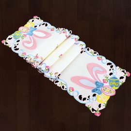 Grelucgo Embroidered Easter Bunny Table Runner (13 x 54 inch)