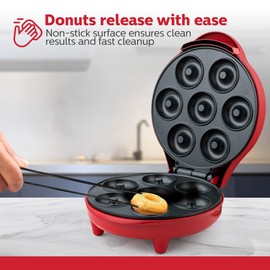 7-Count Mini Donut Maker – Makes 7 Donuts in Minutes, Non-Stick Plates, Compact Upright Storage, Easy to Use & Clean – Fun Baking Appliance for Kids, Adults, and Breakfast Treats