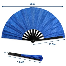 Royal Blue Glitter Hand Fans Line Dance Clack Clap Boots in The Ground Fan