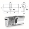 Locking Cylinder 35/35 mm with 10 Single Keys, Set of