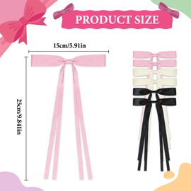 ACWOO Hair Clips with Bow, Soft Silky Satin Hair Clip Long Tail French Ribbon Hairpins 90s Bowknot Clips for Party Christmas (D)