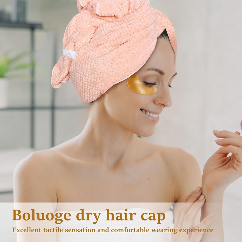 FwQoFvk Hair Drying Caps with Elastic Strap, Soft Absorbent Head