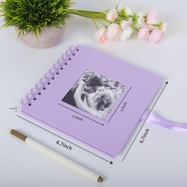 RECUTMS 6x6 Inch Couple Scrapbook with Pack of 1 Marker Pens DIY Custom Photos Book Use Scrapbooks Albums Photo Pocket Silk Ribbon Graduation Scrap Books for Mark Gift (Pink Purple)