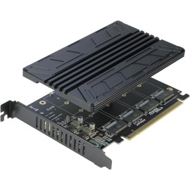 Quad NVMe PCIe Adapter, RIITOP 4-Port NVMe to PCI-e Express 4.0/3.0 x16 Extended Controller Card with Heatsink for M-Key M.2 NVMe SSD (PCI-e Bifurcation Required)