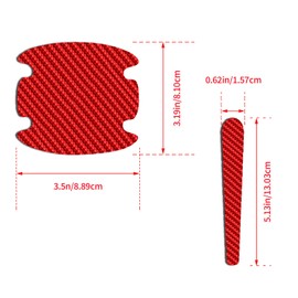 Couslcd 8 Pcs Car Door Handle Sticker, Carbon Fiber Anti-Scratches Protectors, Universal Car Door Handle Cup Paint Guard Protective Films, Automotive Exterior Accessories (Red)
