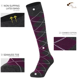 MySocks Unisex Knee High Argyle Socks - 42-46