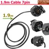 ETUKER 7-polige Vorverdrahtete Anhängerkupplungssteckdose,Anhänger Steckdose 7polig mit 1.9m Kabel (7PZ)