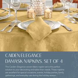 Elrene Home Fashions Caiden Elegance Damask Napkin Set of 4, 17" x 17", Gold