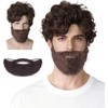 Peluca de Halloween con tupé marrón rizado y peludo para