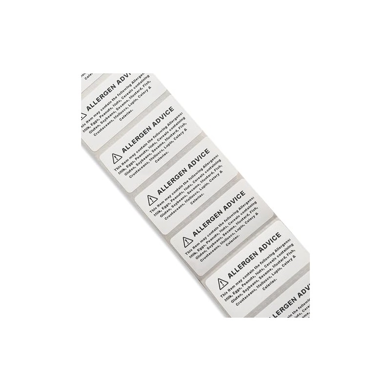 100 x Allergen Warning Labels - Food Allergy Stickers for