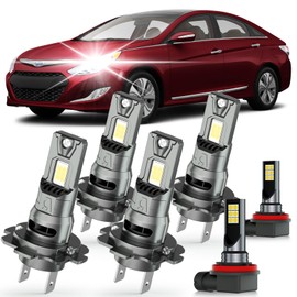 ZYMORLEN Compatible for Hyundai Sonata 2011-2014 High Low Multi Beam FOG Lights Bulbs, 6000K White 400% Brighter Super Bright 1:1 Size Plug-and-Play Powersports or Off-road Use Bulbs, Pack of 6