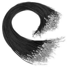 KUUQA 120 Pcs Waxed Necklace Cord with Clasp 20 Inches Black Necklace Cord for Necklace Bracelet Jewelry Making
