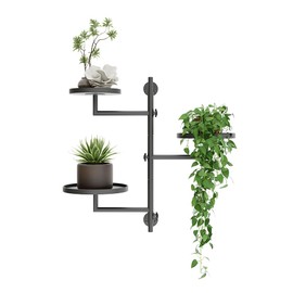 KAAPSAM Rotating Wall Plant Shelves Plant Shelf for Window 3-Tier Metal Wall Plant Holder for Multiple Plants with Hanging Indoor Home Decor