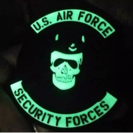 USAF Security Forces Patch  PVC/Glow in the Dark - With Hook and Loop