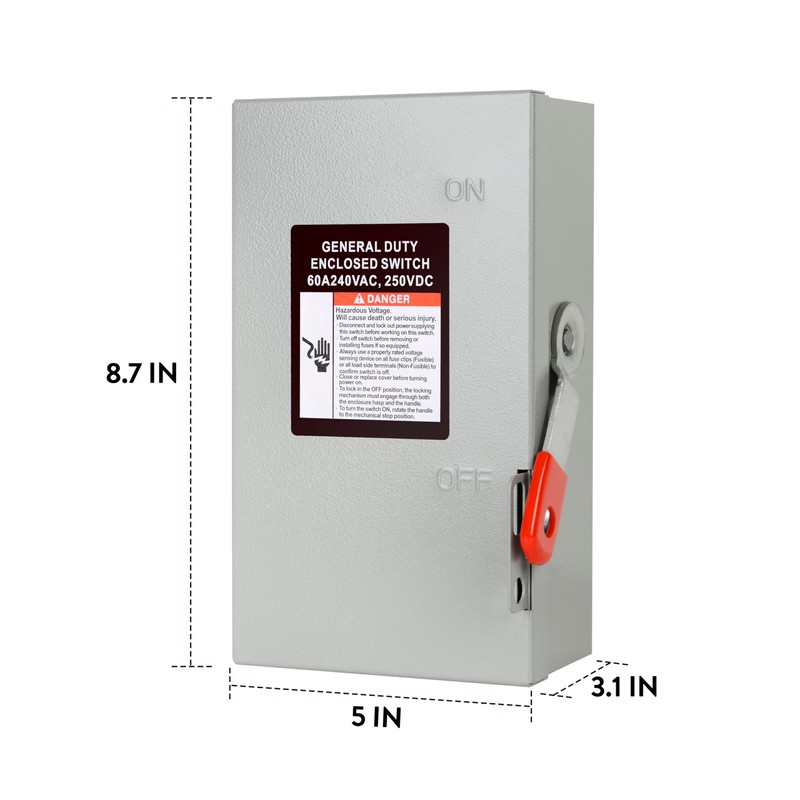 S7 2P 60A 240V General Duty Safety Switch Outdoor, Non-Fusible