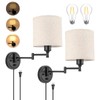 GOODATE ENCOMLI Dimmable Plug in Wall Sconces, Swing Arm Wall