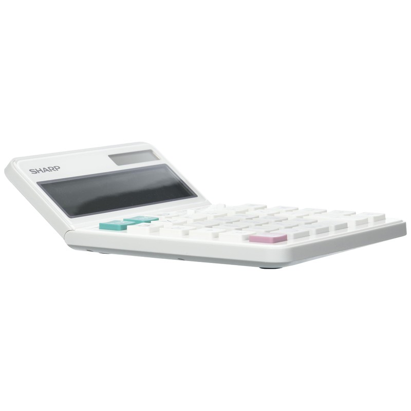 Sharp EL-340W Tischrechner mit beweglichem Display, Solar-/Batteriebetrieben, Weiß