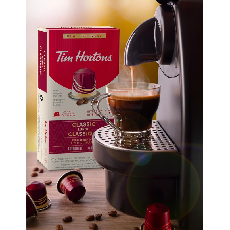 Tim Hortons Classic Lungo Capsules, Nespresso Original Line Compatible Capsules,