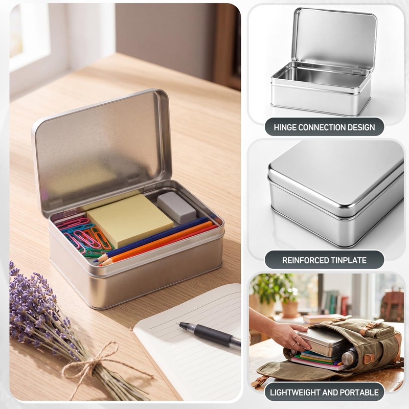 Gueevin 6 Pcs Metal Crayon Box Large Pencil Case Bulk