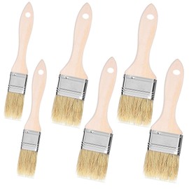 Pastry Brush, Pack of 6 BBQ Brushes, Natural Fibre Grill Brush, Heat-Resistant Pastry Brush, Wood, Kitchen Brush, Natural Bristles for Baking, Cooking, Grilling (Style 1)