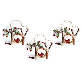 Holiday Lane 'Joy' Woodland Christmas Ornaments, Set of 3