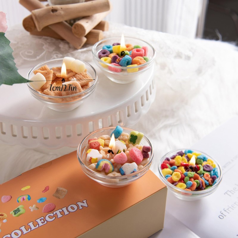 Mini Mix Funny Cereal Bowl Scented Soy Aromatherapy Candles for