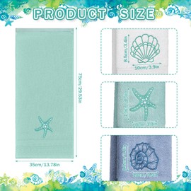 Hahafelt 3 Pack Coastal Hand Towels for Bathroom 100% Cotton Embroidered Bathroom Towels 13.78 x 29.53 Inch Soft Absorbent (Classic,Ocean)