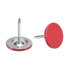 uxcell 100Pcs Upholstery Tacks, 11mmx13mm Flat Head Decorative Furniture Nails Thumb Tack for Furniture Sofa Headboards, Red
